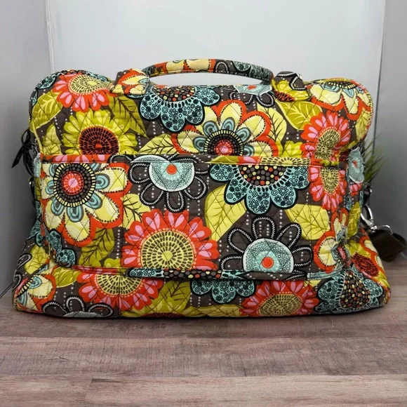 Vera Bradley Weekender Carry On Duffle Bag Flower Shower w/ Shoulder Strap - Picture 8 of 12